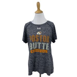 Under Armour Boston Butte Broncos Baseball T Shirt Womens S Small Gray HeatGear